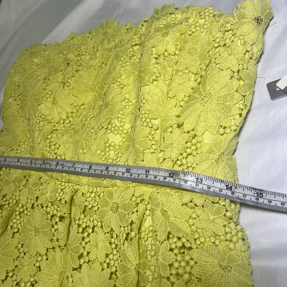 Anthropologie Maeve Tiered Lace Eyelet Dress Chartreuse Yellow Sz 8 Midi Flowy - Picture 15 of 16